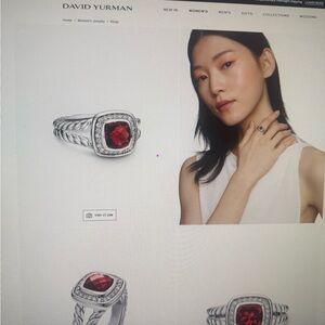 David Yurman Albion  Red garnet Gemstone Ring AND earring diamond